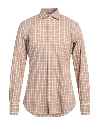 Borsa Man Shirt Sand Size 17 Cotton, Polyamide, Elastane In Beige