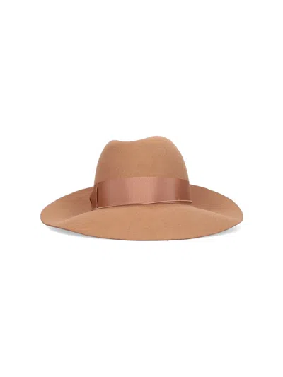 Borsalino 100% Fur Felt Fedora Hat For Women In Brown