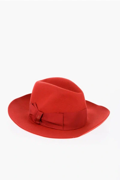 Borsalino Alessandria Felt Hat With Narrow Brim In Red