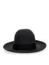 Borsalino Wide Brim Wool Hat With Ribbon Band In Black