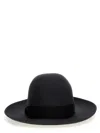 Borsalino Wide Brim Wool Hat With Ribbon Band In Black