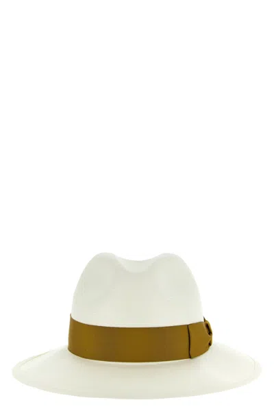 Borsalino White Amedeo Woven Fedora Hat