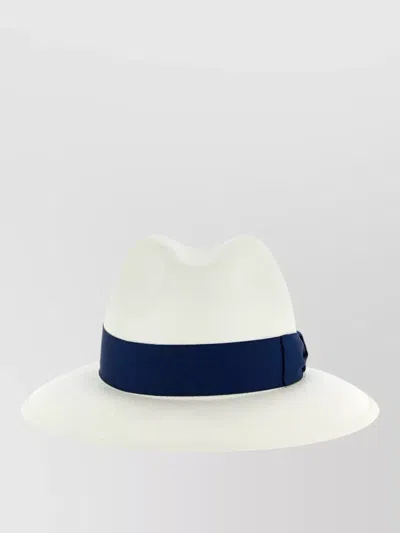 Borsalino Amedeo Hat Wide Brim Contrasting Band In Yellow