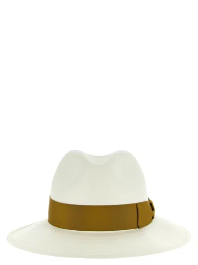 Borsalino Amedeo Hat Pinched Crown Ribbon Band In Neutral