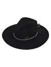 Borsalino Logo Detail Hat In Black, Tone On Tone Hatband