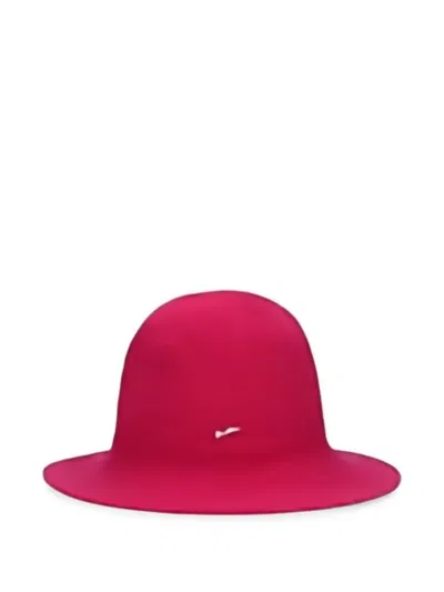 Borsalino Angelina Cloche Logo-plaque Hat In Red