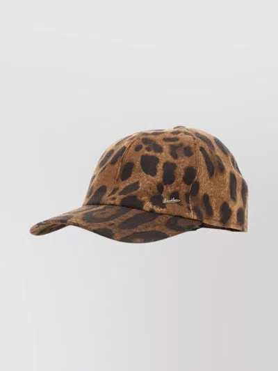 BORSALINO ANIMAL PRINT WOOL BASEBALL CAP WITH CURVED BRIM
