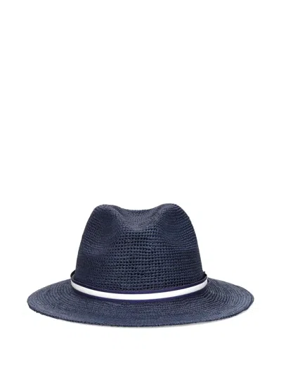 Borsalino Argentina Color Crochet Hat In Blue