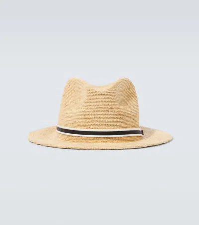 Borsalino Argentina Crochet Raffia Panama Hat In Beige