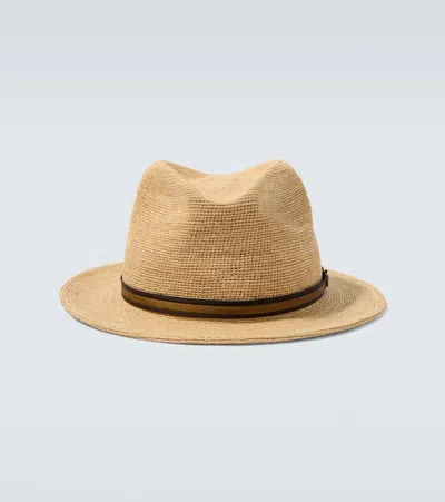 Borsalino Argentina Crochet Straw Fedora In Neutral