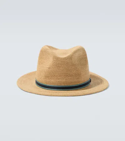 Borsalino Argentina Crochet Straw Fedora In Neutral