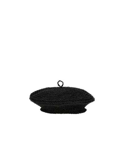 Borsalino Basco Crochet Beret In Black