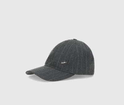 Borsalino Baseball Cap Pinstripe Shiny In Black