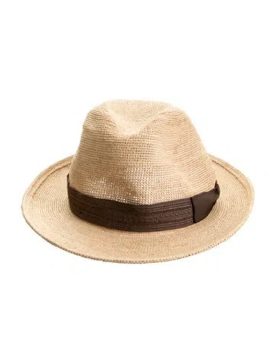 Pre-owned Borsalino Beige Bailey 1922 Straw Fedora In Neutral