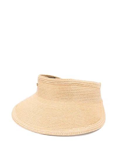Borsalino Beige Logo Visor Hat In Brown