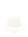 Borsalino Beige Monica Bucket Hat In White