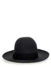 Borsalino Wide Brim Wool Hat With Ribbon Band In Black