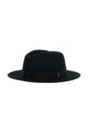 Borsalino Black Solid Fedora Hat In Black