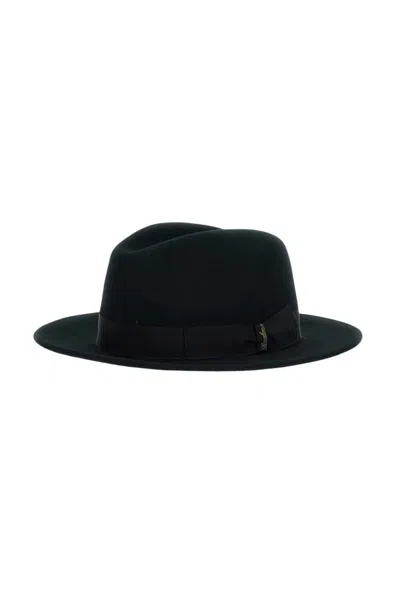 Borsalino Black Solid Fedora Hat