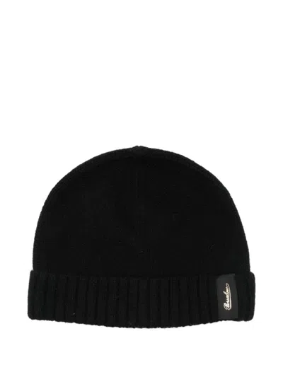 BORSALINO BLACK TEXTURED BEANIE HAT