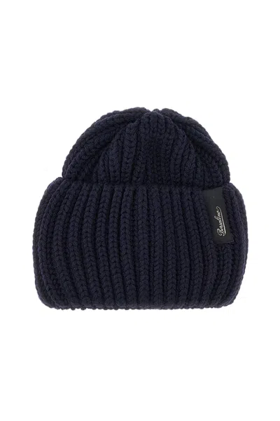 Borsalino Blue Bell Ribbed Virgin Wool Beanie