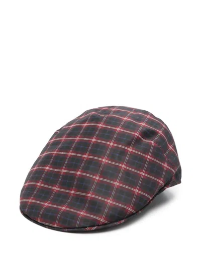 Borsalino Blue Check Flat Hat