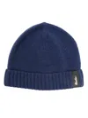 Borsalino Cashmere Beanie With Folded Brim And Ribbed Cuff In Blue