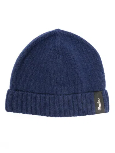BORSALINO BLUE LOGO BEANIE HAT