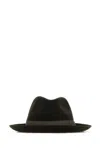 Borsalino Velour Hat With Wide Brim And Ribbon Band In Black