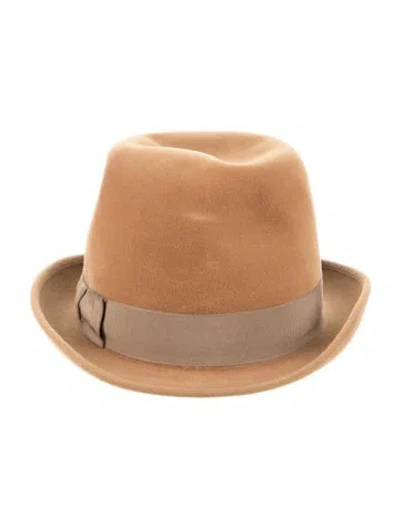 Pre-owned Borsalino Bow Accent Derby Hat In Orange