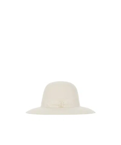 Borsalino Bow Decoration Hat In White