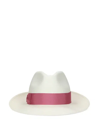 Borsalino Bow-detail Sun Hat In White