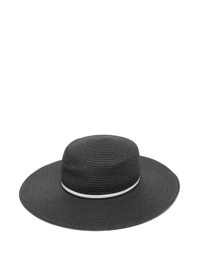 Borsalino Braided Paper Hat In Black
