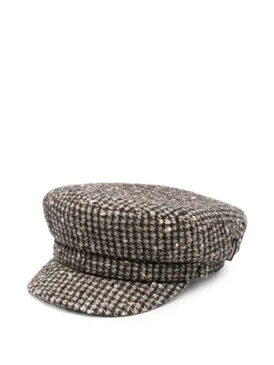 Borsalino Brest Tweed Baker Boy Hat In Brown