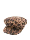 Borsalino Leopard Print Wool Hat In Brown