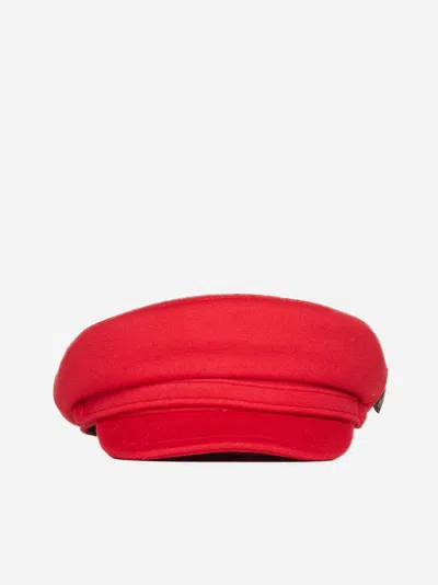 Borsalino Brest Wool Sailor Hat In Red