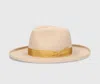 Borsalino Brooklyn Alessandria Felt Wide Brim In Beige, Mustard-colored Hat Band