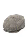 Borsalino Checked Wool Cap Short Brim In Gray