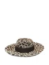 Borsalino Wide Brim Leopard Print Hat Ribbon Band In Animal Print