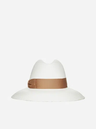 Borsalino Caludette Large Brim Panama Hat In Panna Cammello