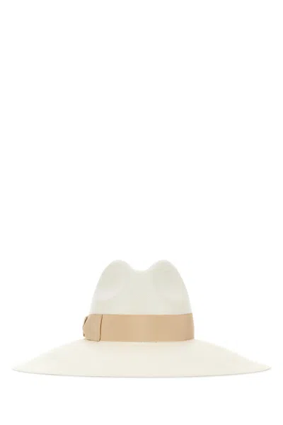 Borsalino White Straw Sophie Panama Hat In Multi