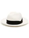 Borsalino Quito Medium Brim Straw Panama Hat In White