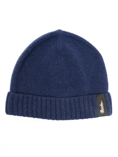 Borsalino Logo-patch Cashmere Beanie In Blue