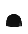 Borsalino Cashmere Ribbed Beanie Turn-up Brim In Black