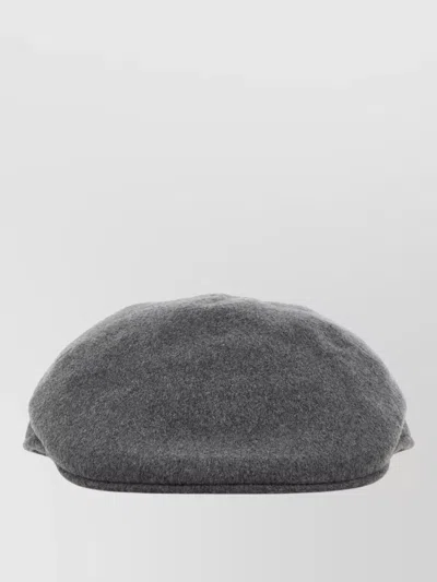 Borsalino Cashmere Parigi Flat Cap Curved Brim In Gray