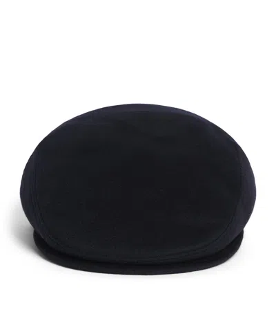 Borsalino Cashmere Vincenzo Flat Cap In Black