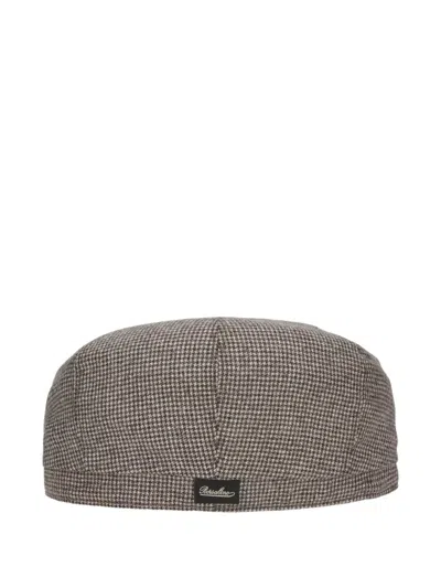 Borsalino Cesare Eight Segment Houndstooth Hat In Brown