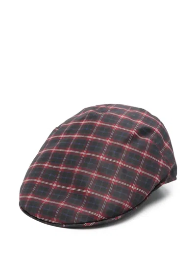 Borsalino Checked Cotton Hat In Brown
