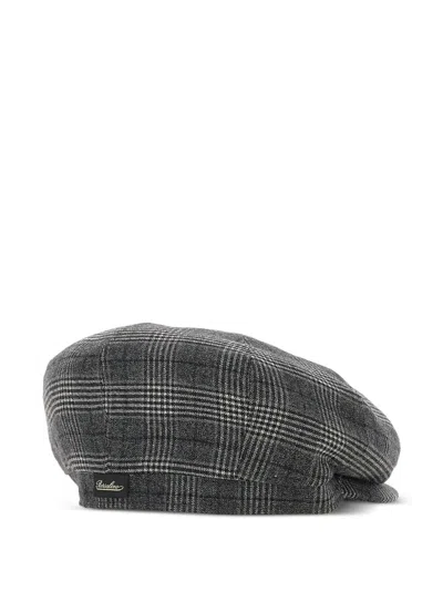 Borsalino Checked Wool Beret In Gray