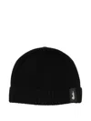 Borsalino Cashmere Ribbed Beanie Turn-up Brim In Black